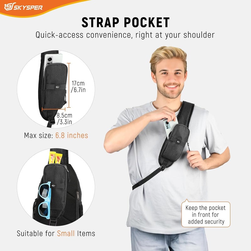 SKYSPER Sling Bag Anti Theft Crossbody Bag RFID Lightweight Travel Shoulder Chest Bag for Hiking Walking - Image 5